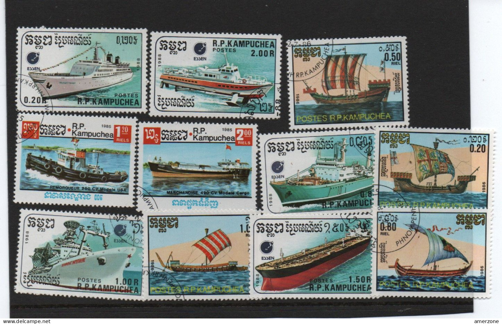 Timbre   De Kampuchea   Pour Les BATEAUX  11 Timbres - Kampuchea