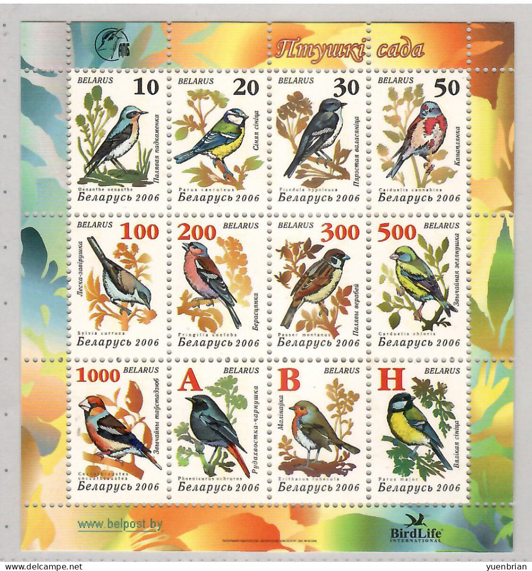 Belarus 2006, Bird, Birds, Sparrow, Sheet  Of 12v, MNH** - Cernícalo