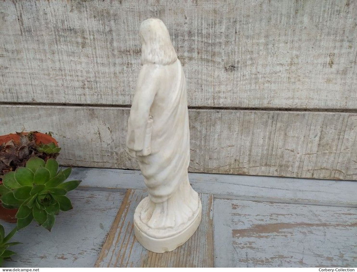 Ancienne Statue Christ Jésus Saint Porcelaine Blanche En Biscuit Religieux - Religieuze Kunst