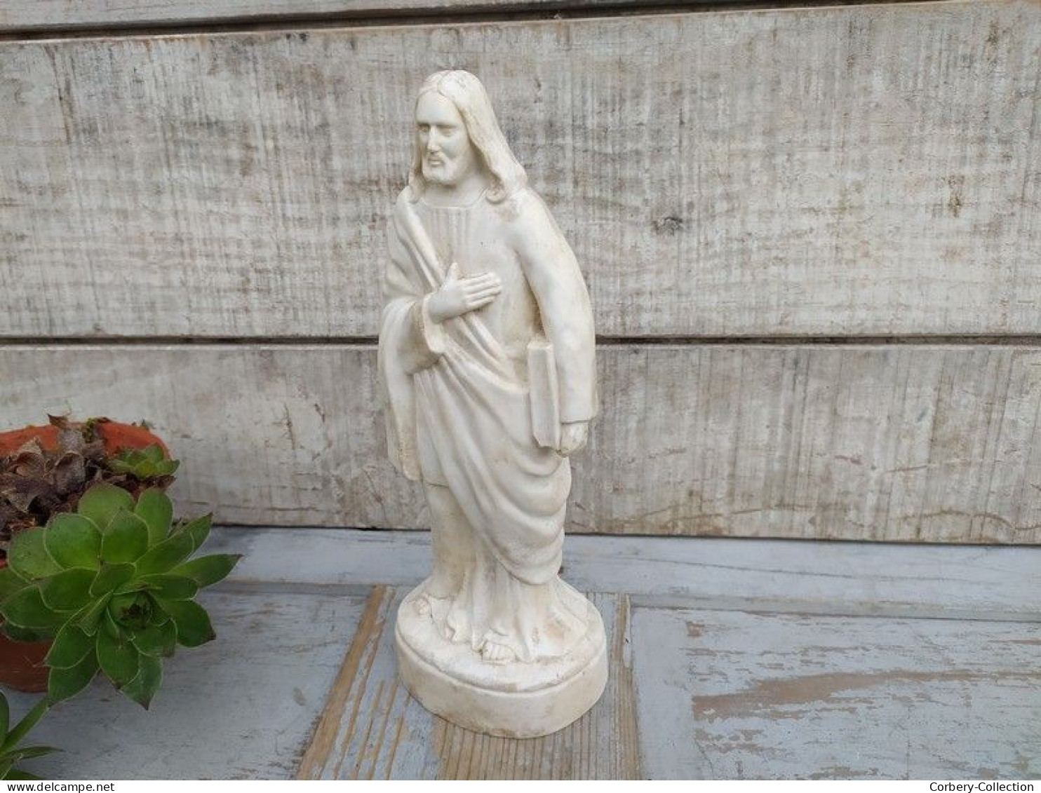 Ancienne Statue Christ Jésus Saint Porcelaine Blanche En Biscuit Religieux - Art Religieux