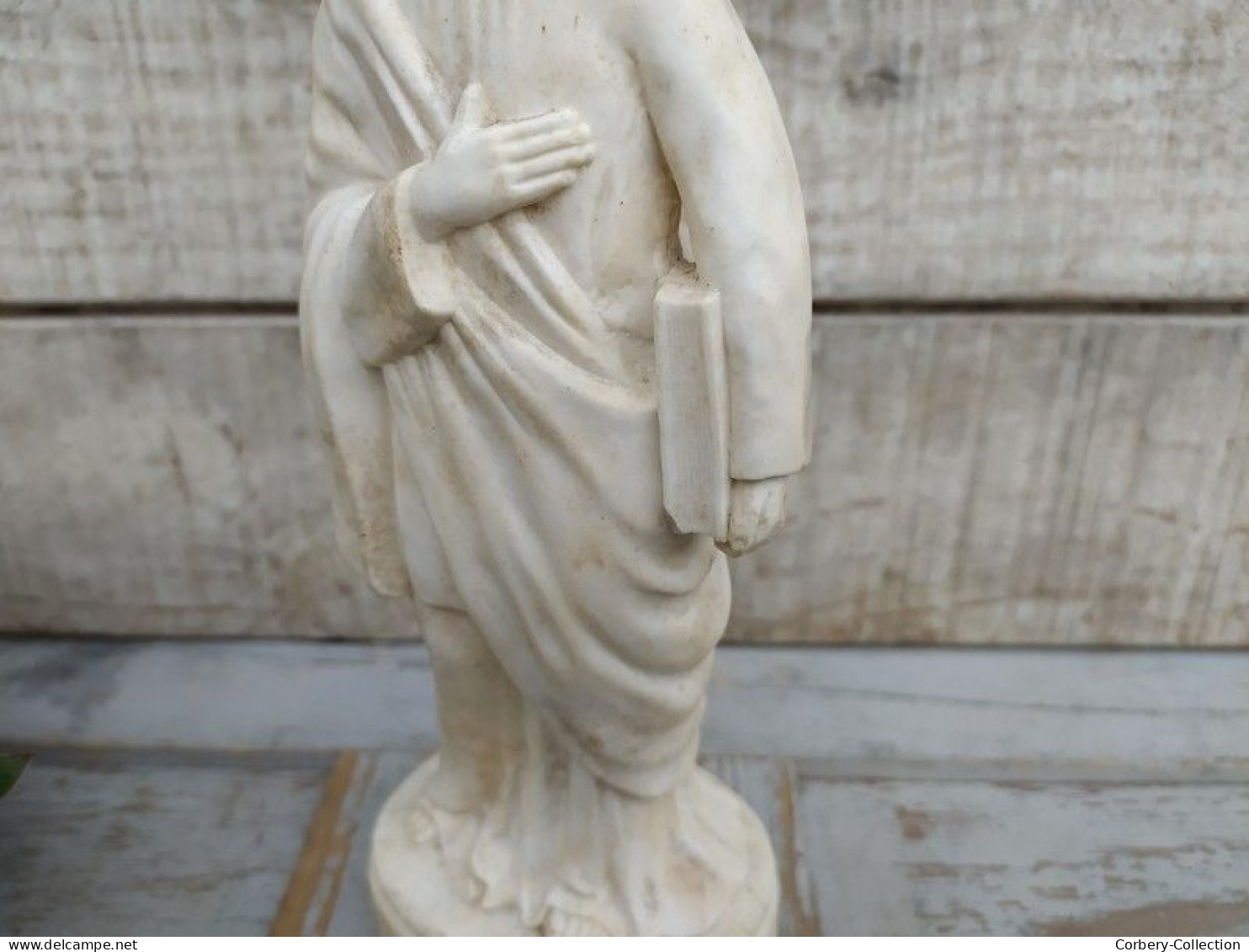 Ancienne Statue Christ Jésus Saint Porcelaine Blanche en Biscuit Religieux