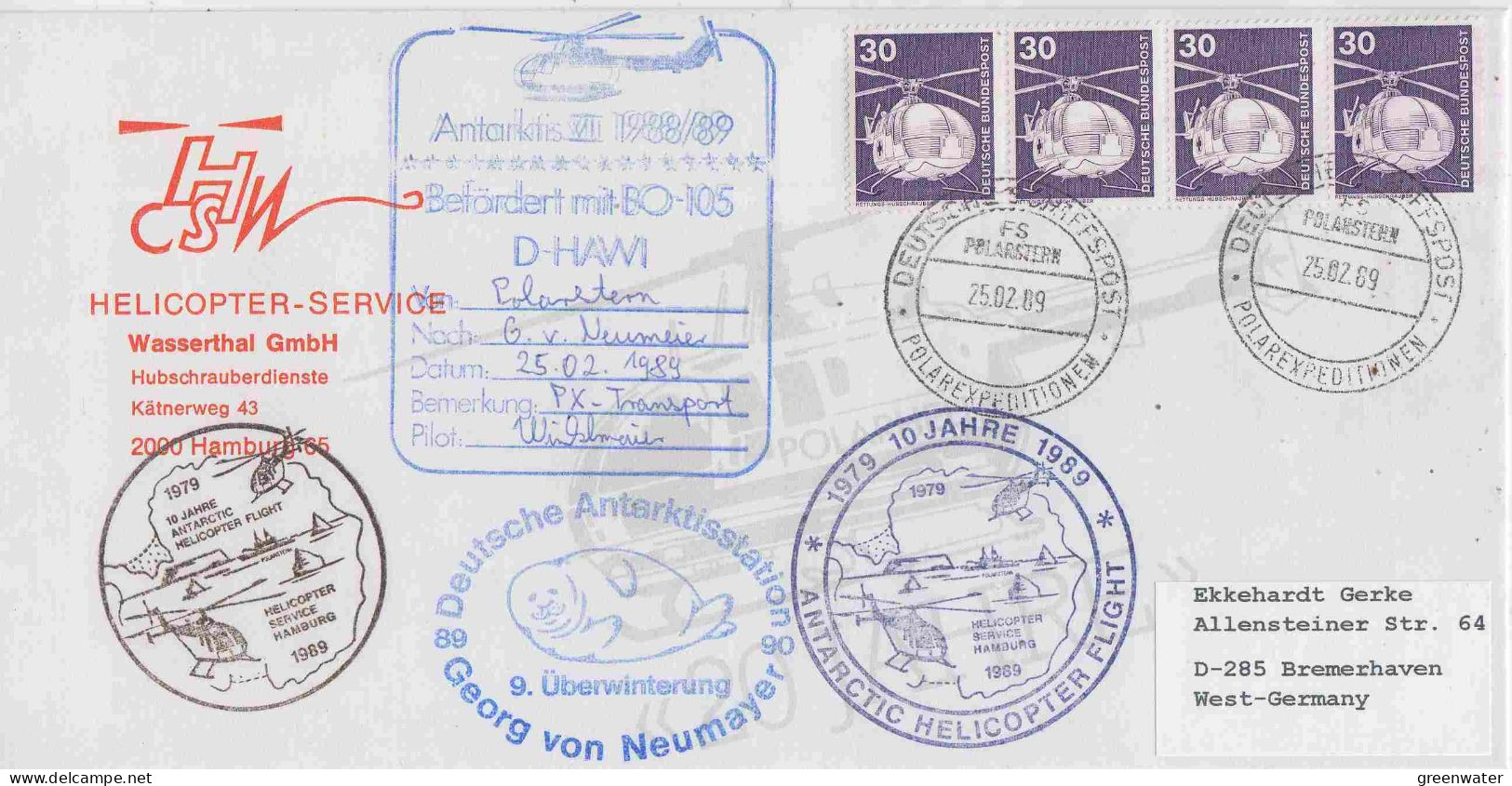 Germany Polarstern Antarctic Flight From Polarstern To G. Von Neumayer 25.02.1989 (PT160) - Poolvluchten