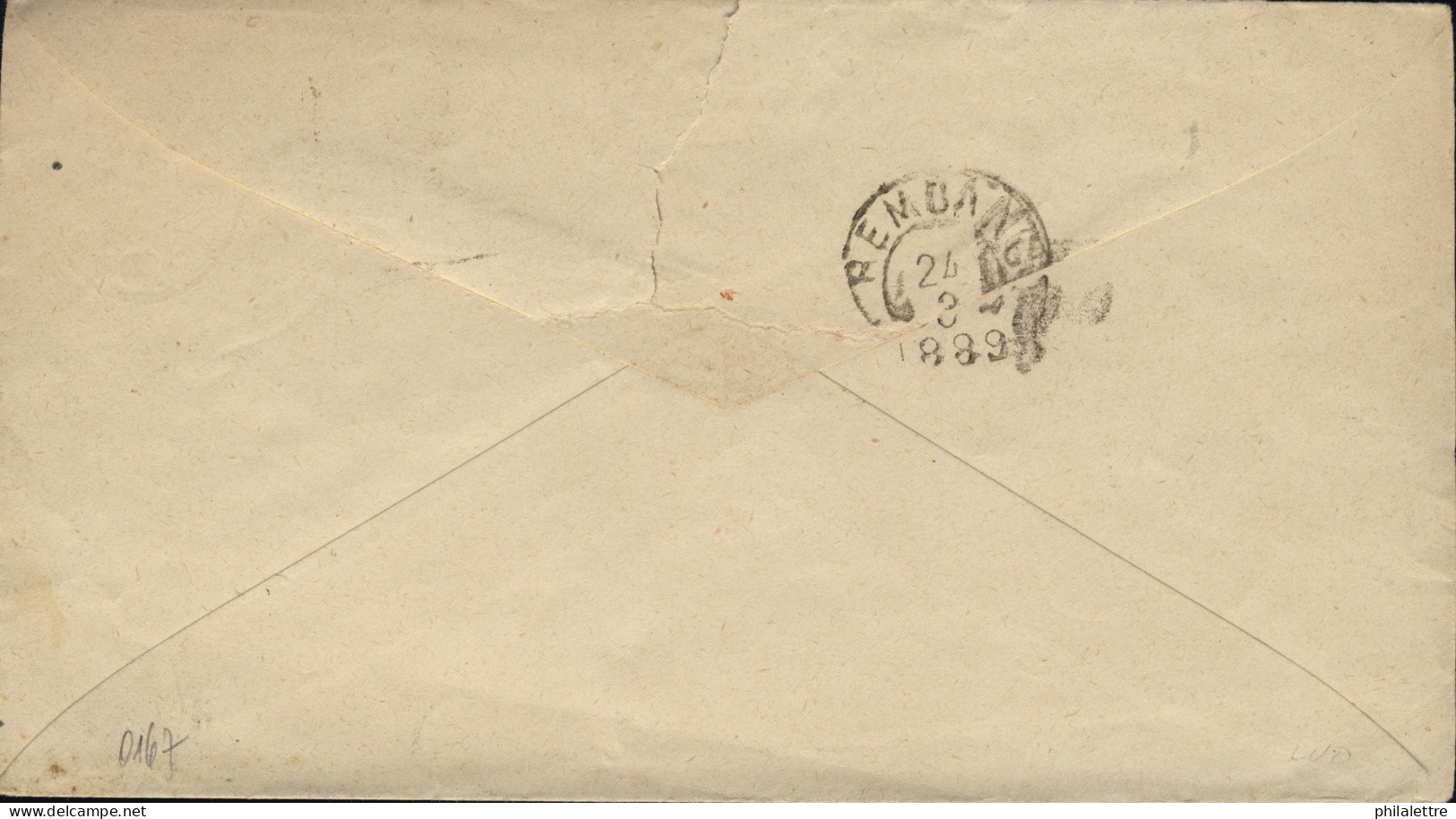 NED. INDIE / DUTCH INDIES / INDES NÉERLANDAISES - 1889 10c Postal Envelope Used From SEMARANG To REMBANG - Indes Néerlandaises