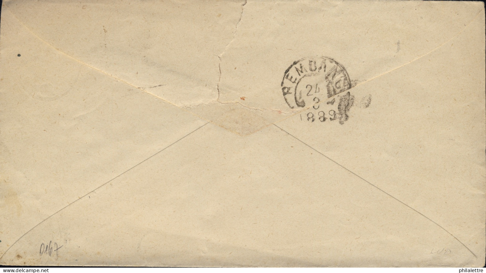 NED. INDIE / DUTCH INDIES / INDES NÉERLANDAISES - 1889 10c Postal Envelope Used From SEMARANG To REMBANG - Nederlands-Indië