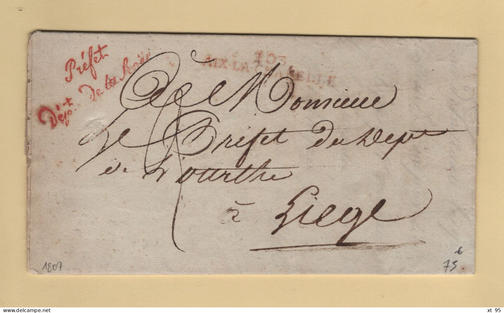 103 Aix La Chapelle - 1807 - Prefet Departement De Roer - Signature Prefet Alexandre Lameth - 1792-1815 : Departamentos Conquistados