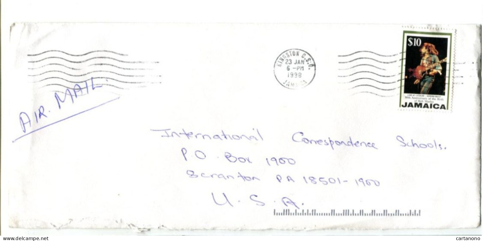 JAMAIQUE - Affranchissement Seul Sur Lettre  - BOB MARLEY 10$ - Jamaica (1962-...)