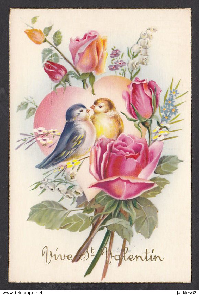 096524/ Roses, Coeur, Couple D'oiseaux, Illustrateur Baro - Saint-Valentin