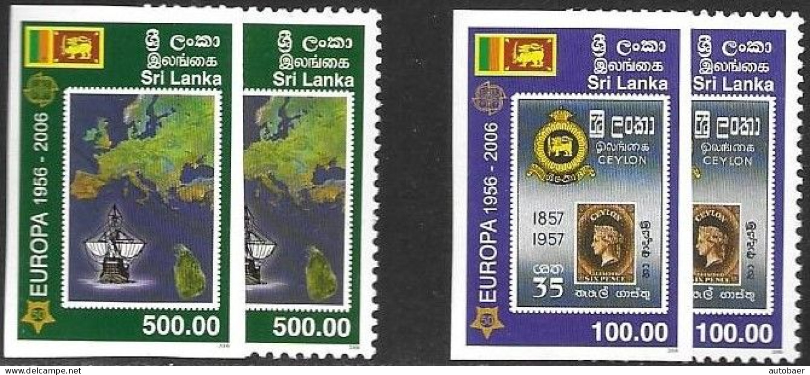 Sri Lanka Srilanka 2006 50 Years Europa Cept Stamps Mi.no. 1525-26U MNH ** Postfr. Neuf Unperforated Non-dentelé !! - Sri Lanka (Ceylan) (1948-...)