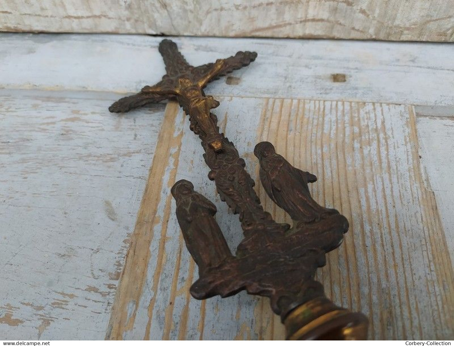 Ancien Crucifix Bronze Laiton XIXème Croix Religion