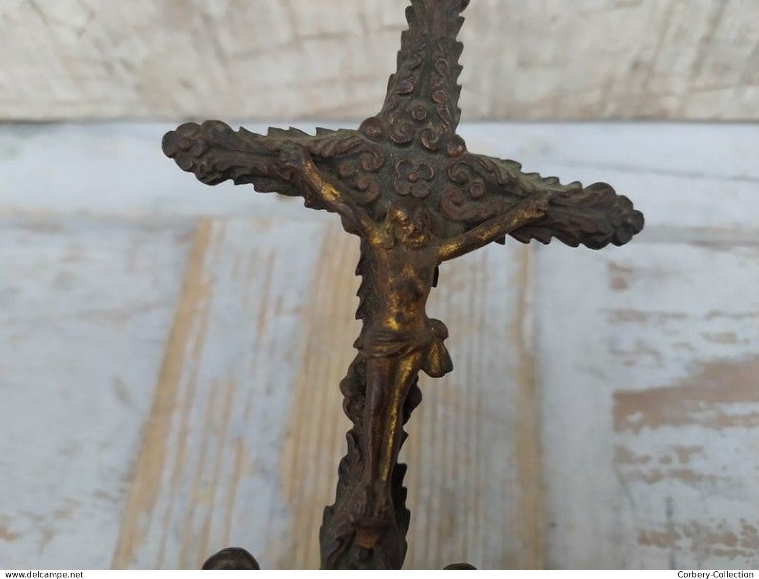 Ancien Crucifix Bronze Laiton XIXème Croix Religion