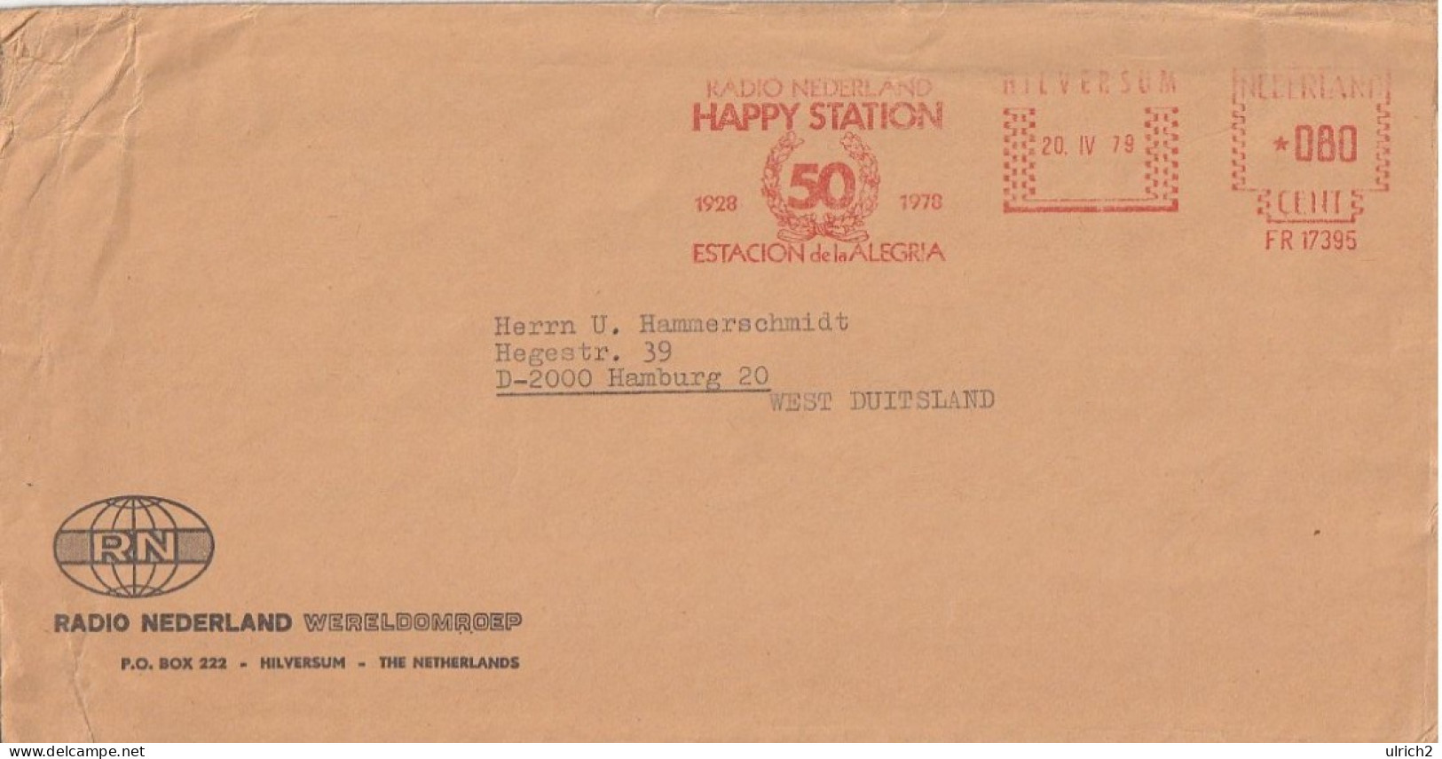 Netherlands - Radio Nederland Happy Station 50 Years - 1979 (67147) - Storia Postale
