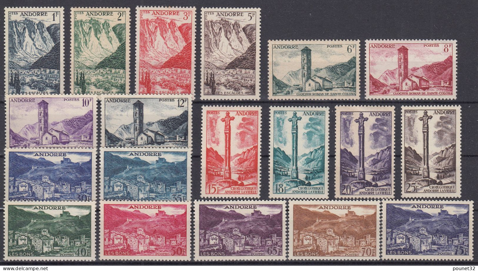 TIMBRE ANDORRE SERIE N° 138/153 NEUVE * GOMME LEGERES TRACES DE CHARNIERE - COTE 144 € - Unused Stamps