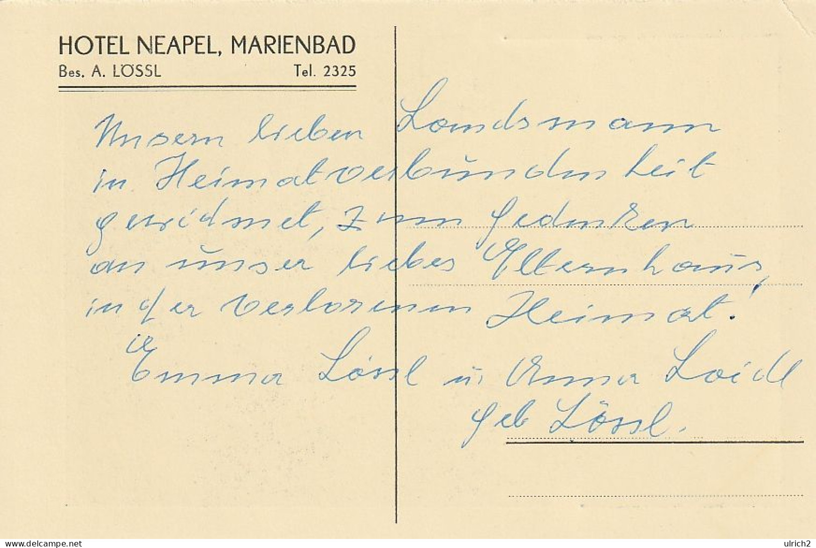 AK Marienbad - Hotel Neapel - Fam. Lössl  (67149) - Tschechische Republik