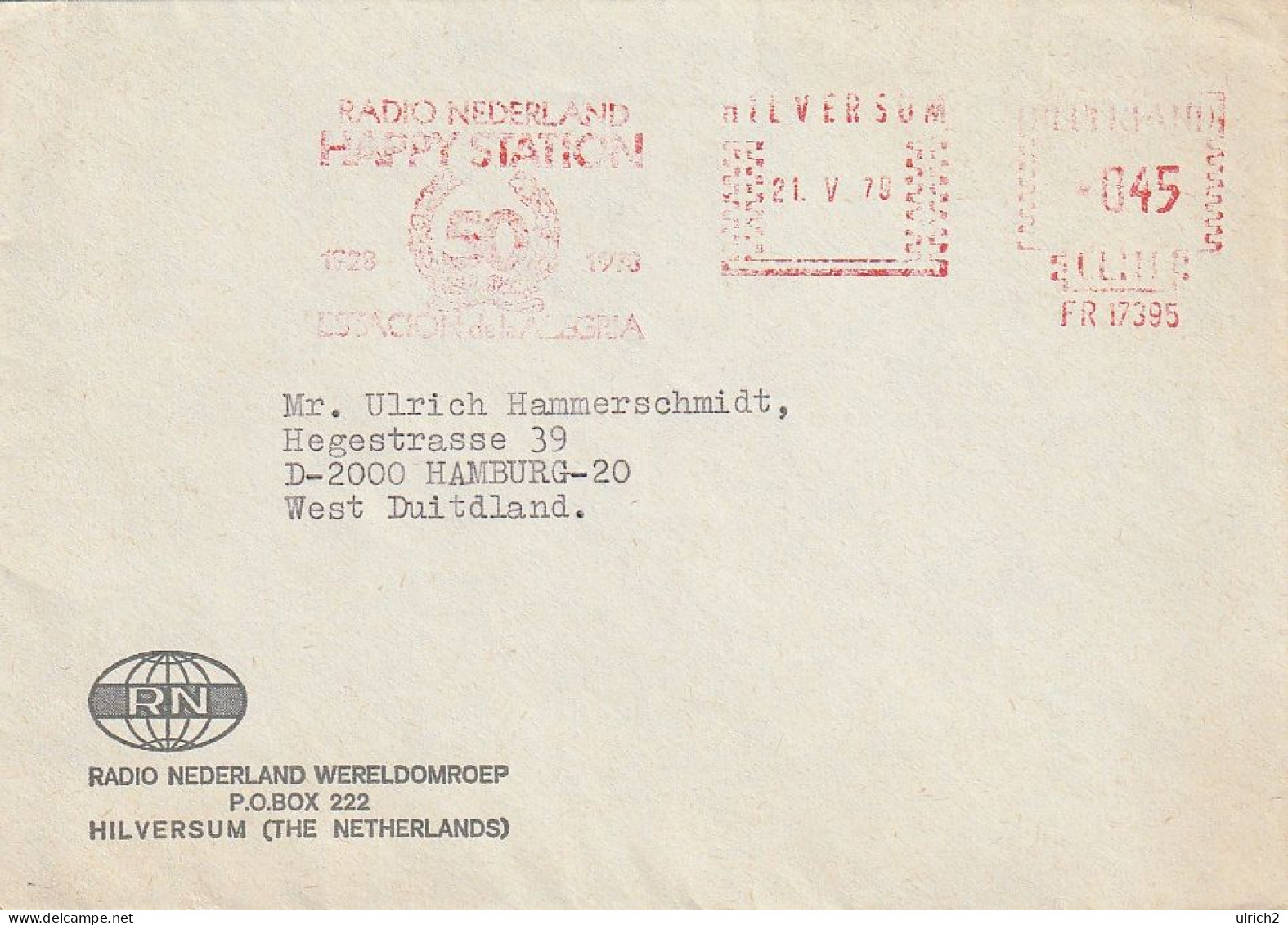 Netherlands - Radio Nederland Happy Station 50 Years - 1979  (67151) - Covers & Documents