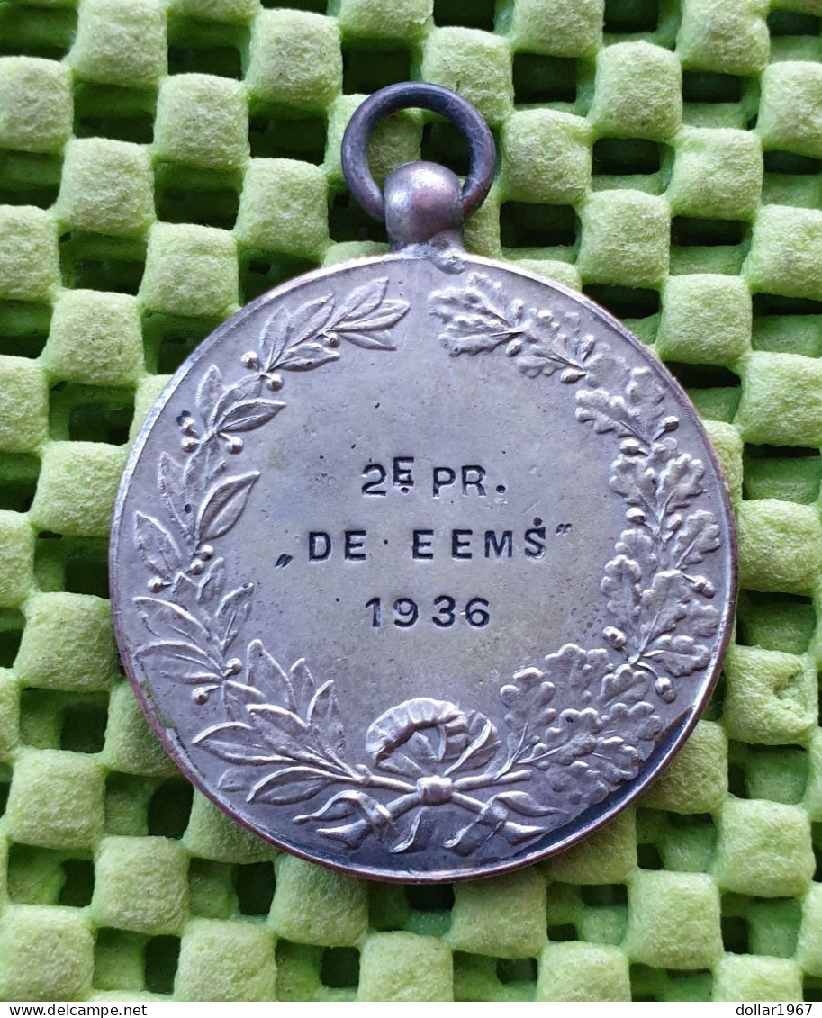 Medaille - 2e. Prijs De Eems 1936 , Rivier In Groningen. -  Original Foto  !!   Medallion Dutch - Other & Unclassified