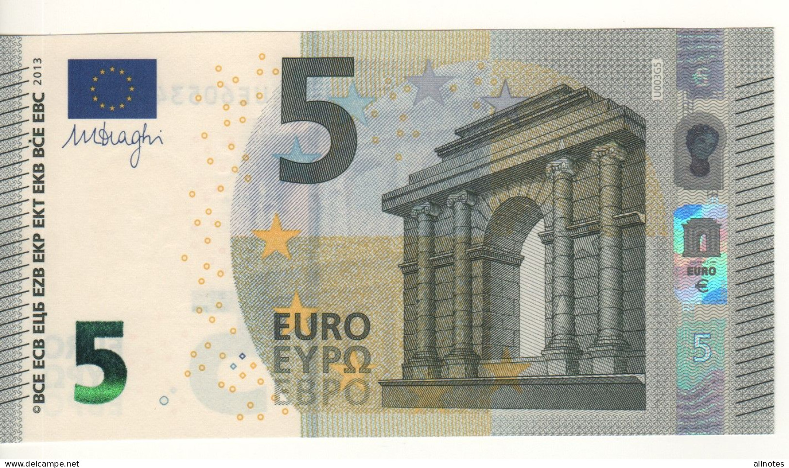 5 EURO  "France"   DRAGHI   U 003 G5    UE6053497361  /  FDS - UNC - 5 Euro