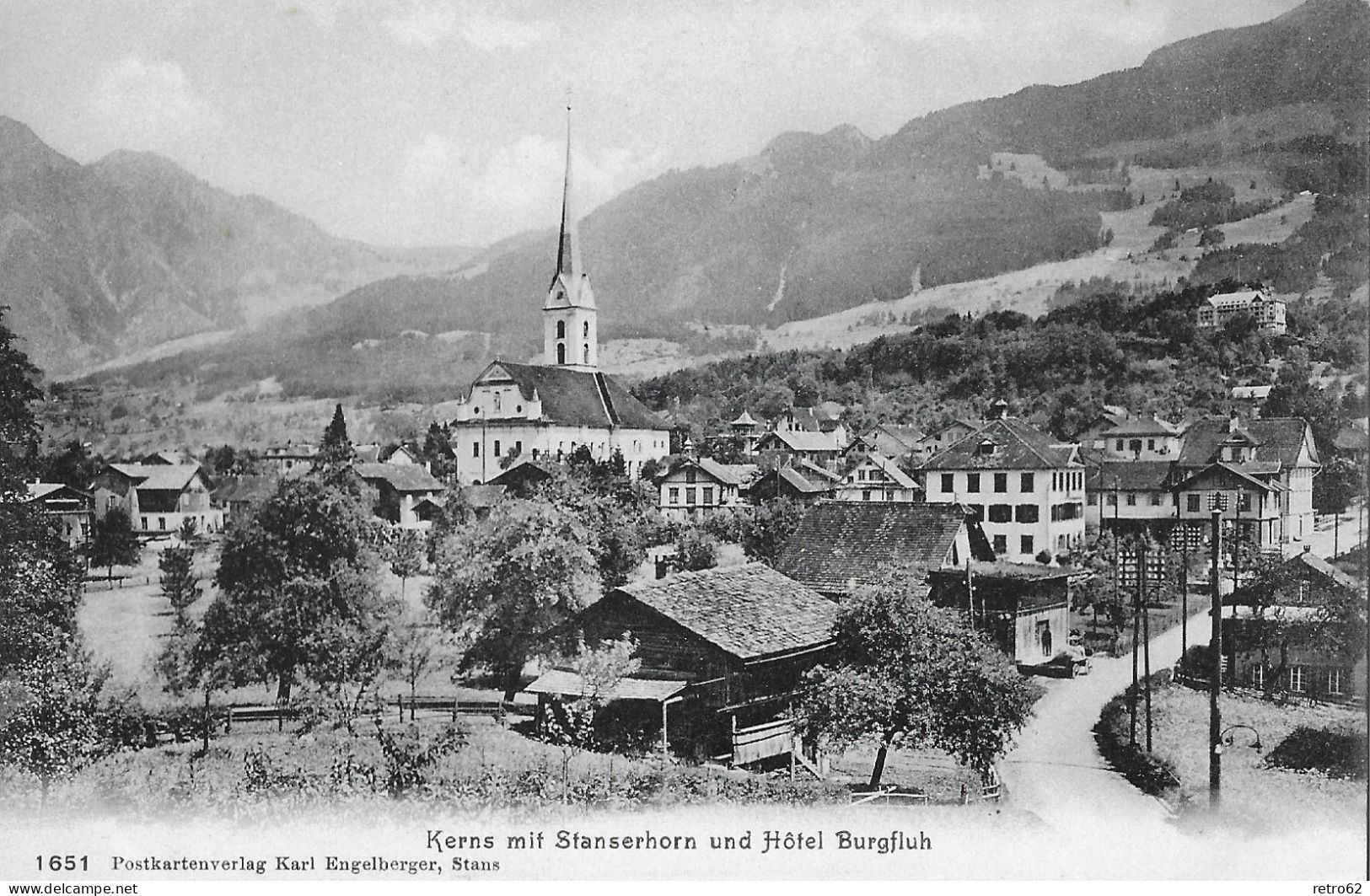 KERNS ► Alte Dorfstrasse Von Sarnen Her Mit Hotel Burgfluh, Ca.1910 - Kerns