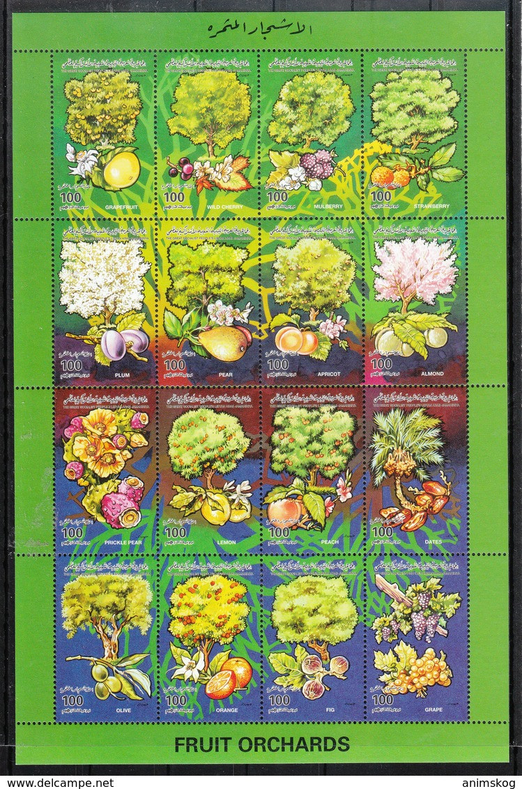 Libyen 1995**, Früchte, Mit Kaktus Opuntia Sp. / Libya 1995, MNH, Fruits, With Cactus Opuntia Sp. - Sukkulenten