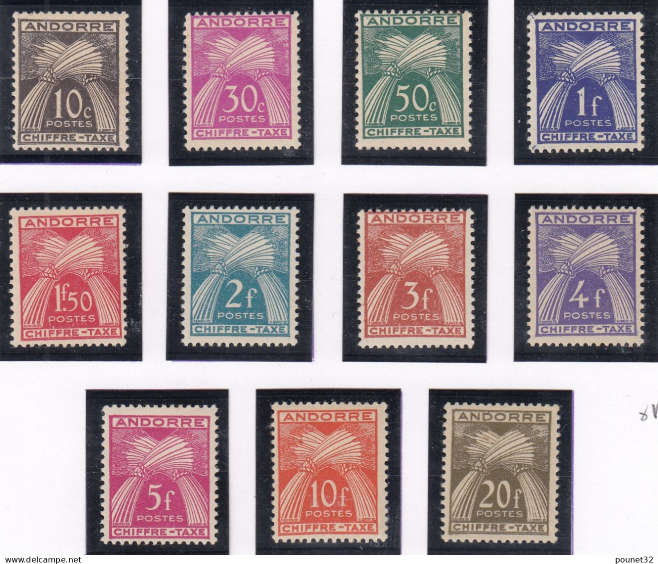 TIMBRE ANDORRE SERIE TAXE GERBES N° 21/31 NEUVE ** GOMME SANS CHARNIERE - Unused Stamps