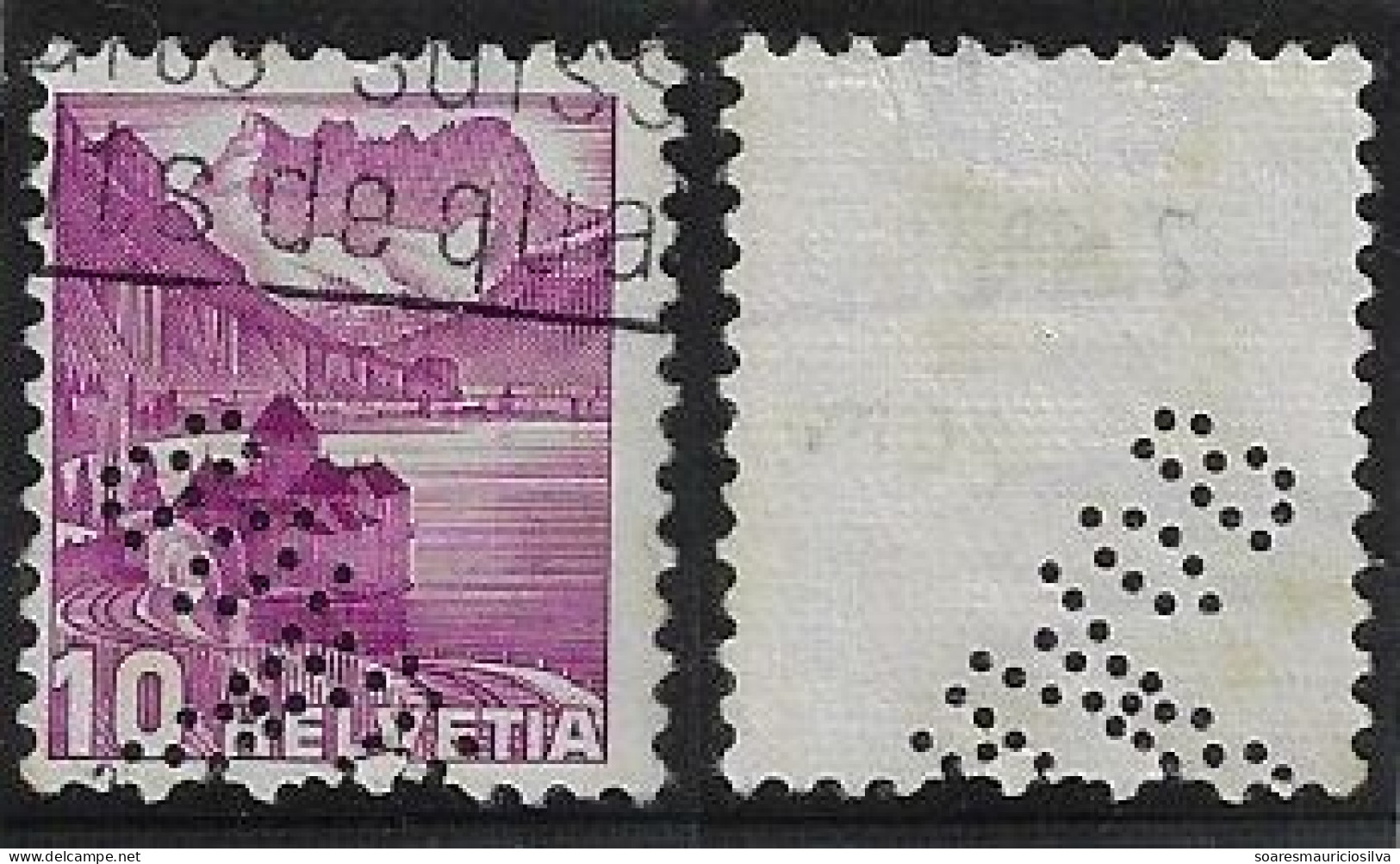 Switzerland 1912/1937 Stamp With Perfin SCHWOB By Lucien Schwob Fabrics From Porrenturuy E Geneve Lochung Perfore - Perforadas