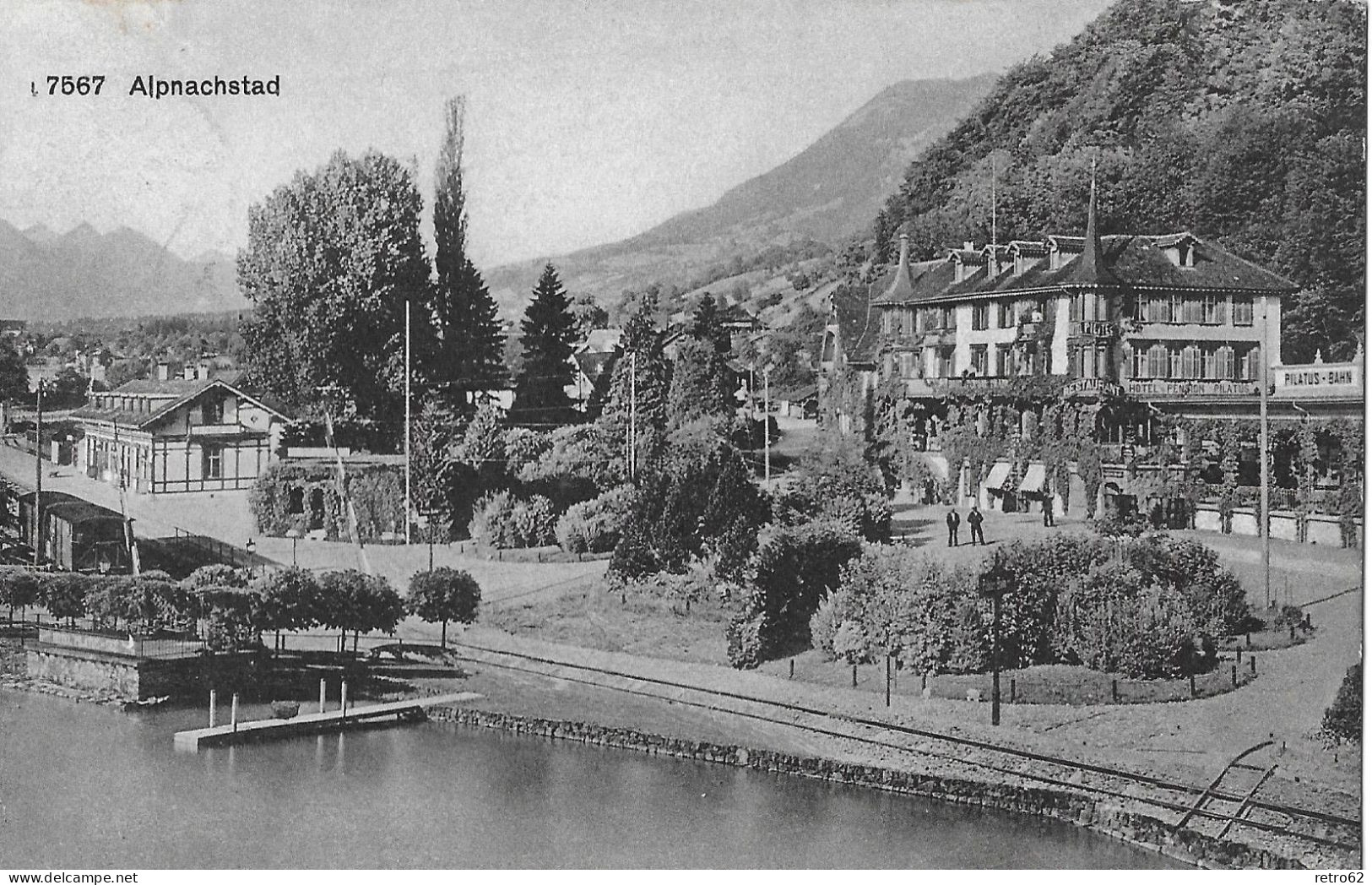 ALPNACHSTAD ► Uferpromenade Mit Dem Bahnhof Der Brünigbahn Und Der Pilatusbahn Anno 1912 - Alpnach