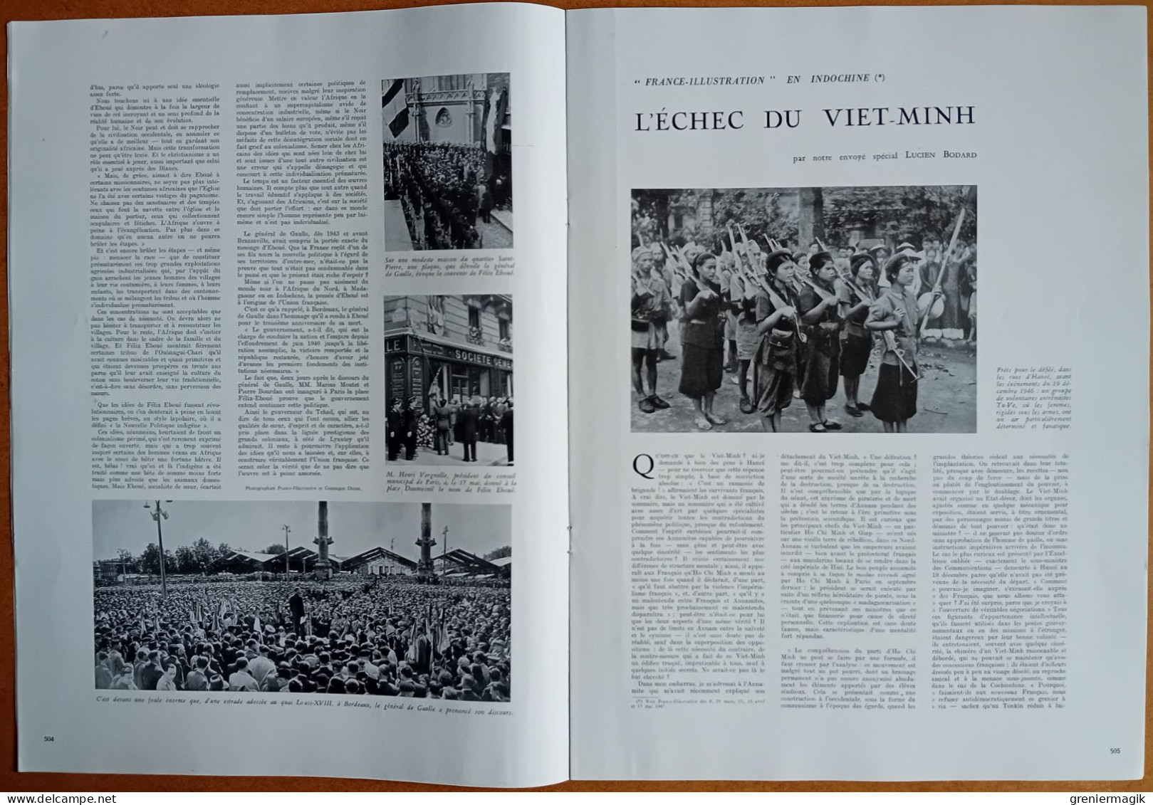 France Illustration N°86 24/05/1947 Félix Eboué/Indochine échec Du Viet-minh/Les Passages Parisiens/Foire De Paris - Informations Générales