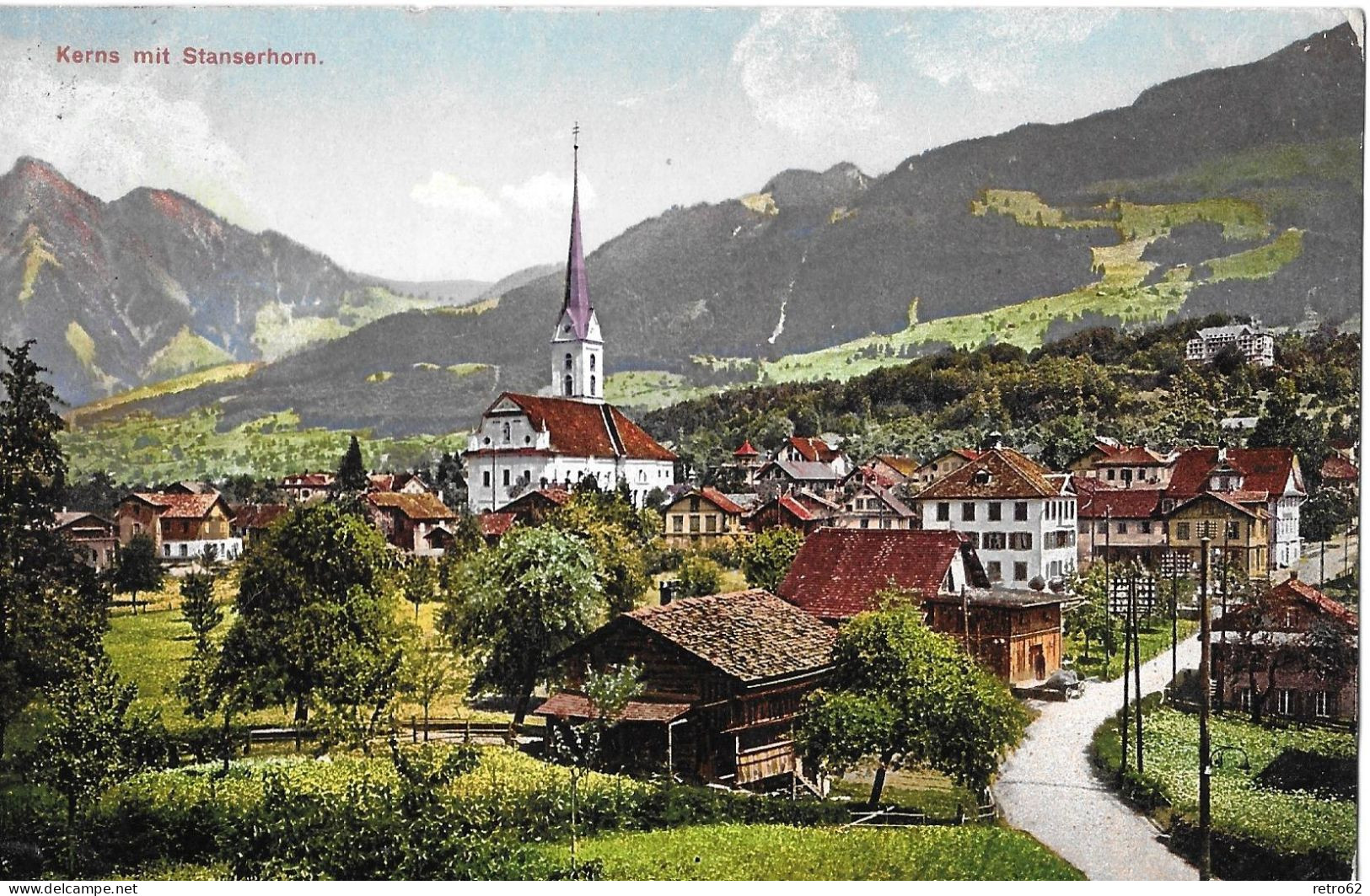KERNS ► Alte Dorfstrasse Von Sarnen Her Mit Hotel Burgfluh Anno 1913 - Kerns