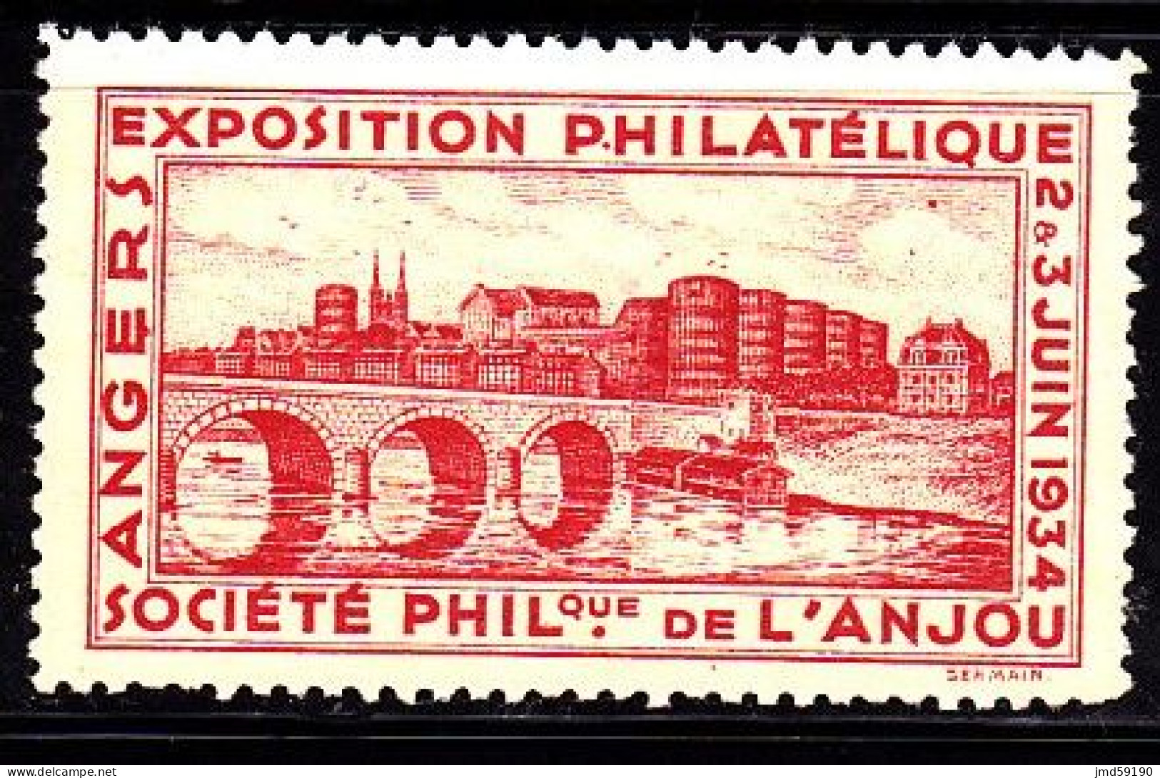 Vignette Neuve NSG - EXPOSITION PHILATELIQUE ANGERS 2-3 Juin 1934 - Philatelic Fairs