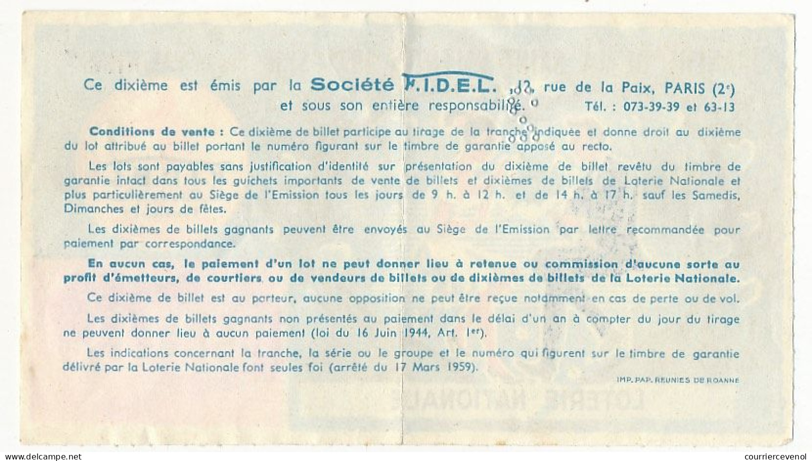FRANCE - Loterie Nationale - Tranche Spéciale Saint Valentin - FIDEL - 1/10ème 1971 - Billets De Loterie