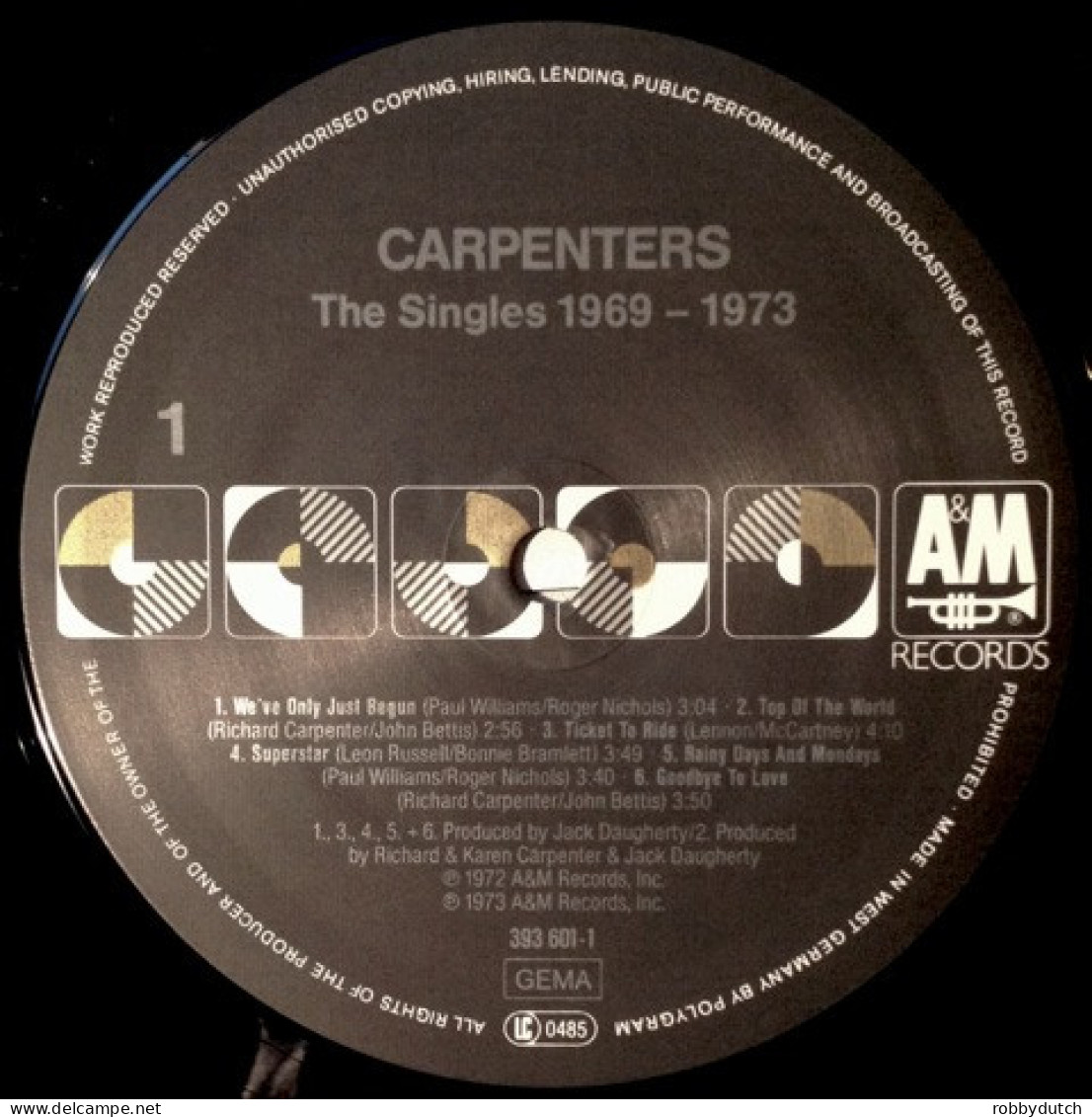 * LP *  THE CARPENTERS - THE SINGLES 1969-1973 (Germany 1973 EX High Quality Pressing) - Disco, Pop