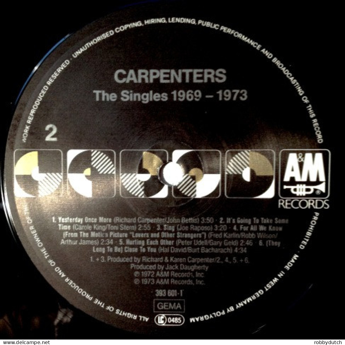 * LP *  THE CARPENTERS - THE SINGLES 1969-1973 (Germany 1973 EX High Quality Pressing) - Disco & Pop