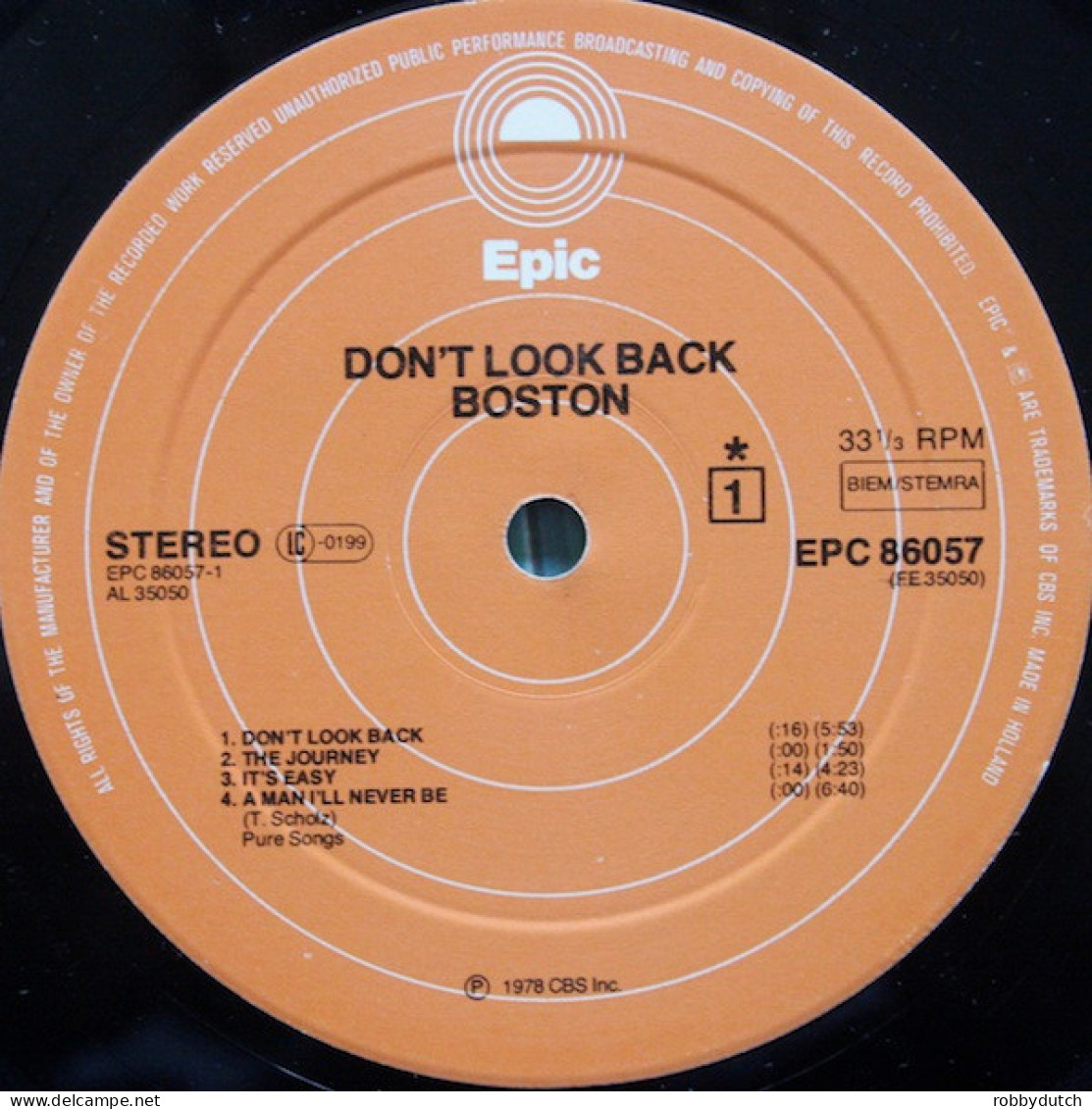 * LP *  BOSTON - DON' T LOOK BACK (Europe 