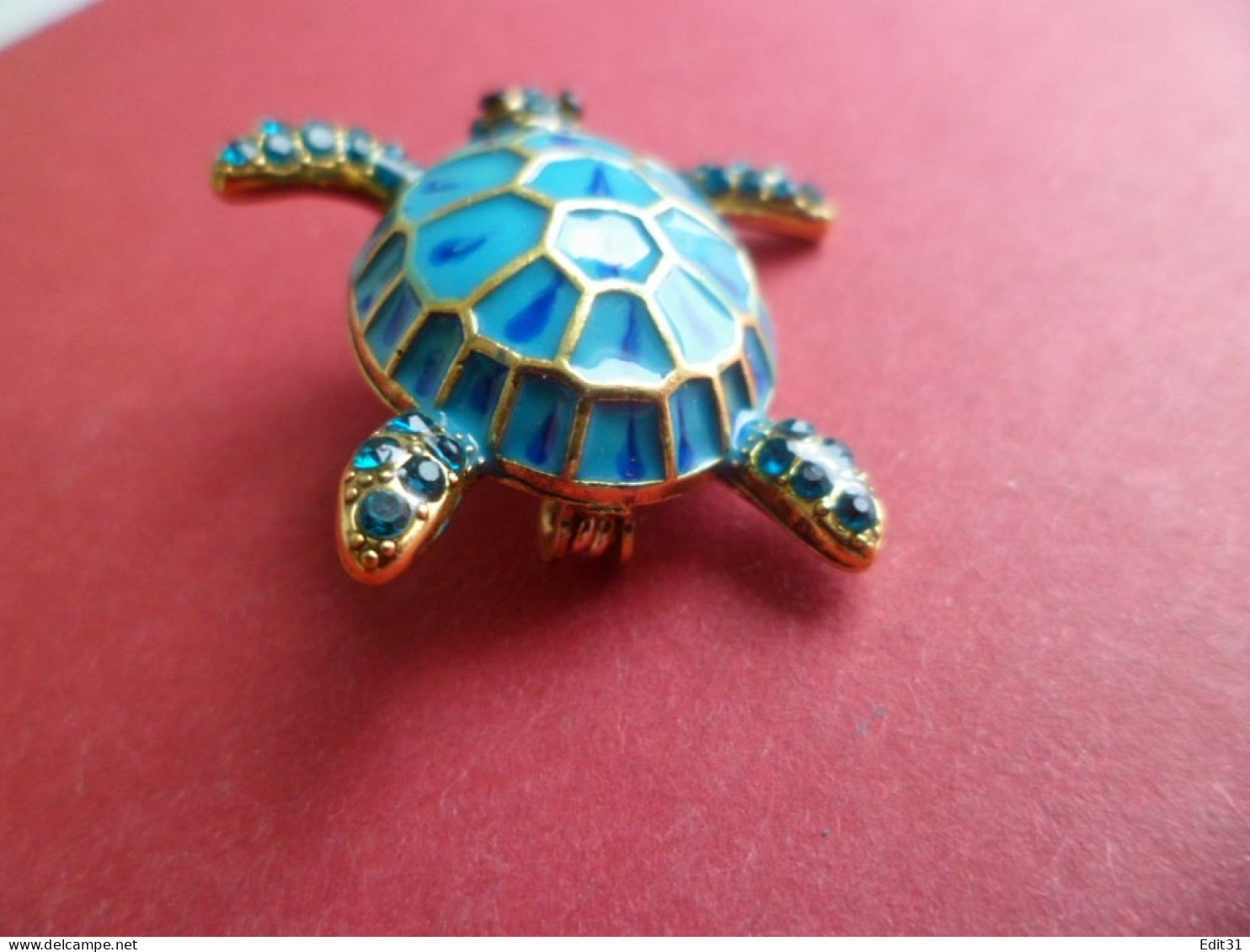 Broche Strass Verts Yeux Noirs - Animal Tortue Carapace Cloisonnée - - Brooches