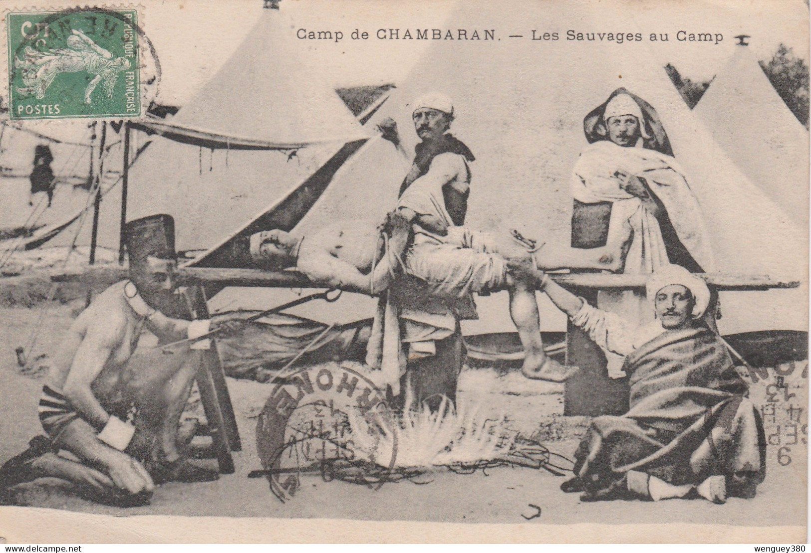 38 CHAMBARAN  BEAUREPAIRE  CAMP DE CHAMBARAN    Les Sauvages Au Camp   TB PLAN  1913.  PAS COURANT - Beaurepaire