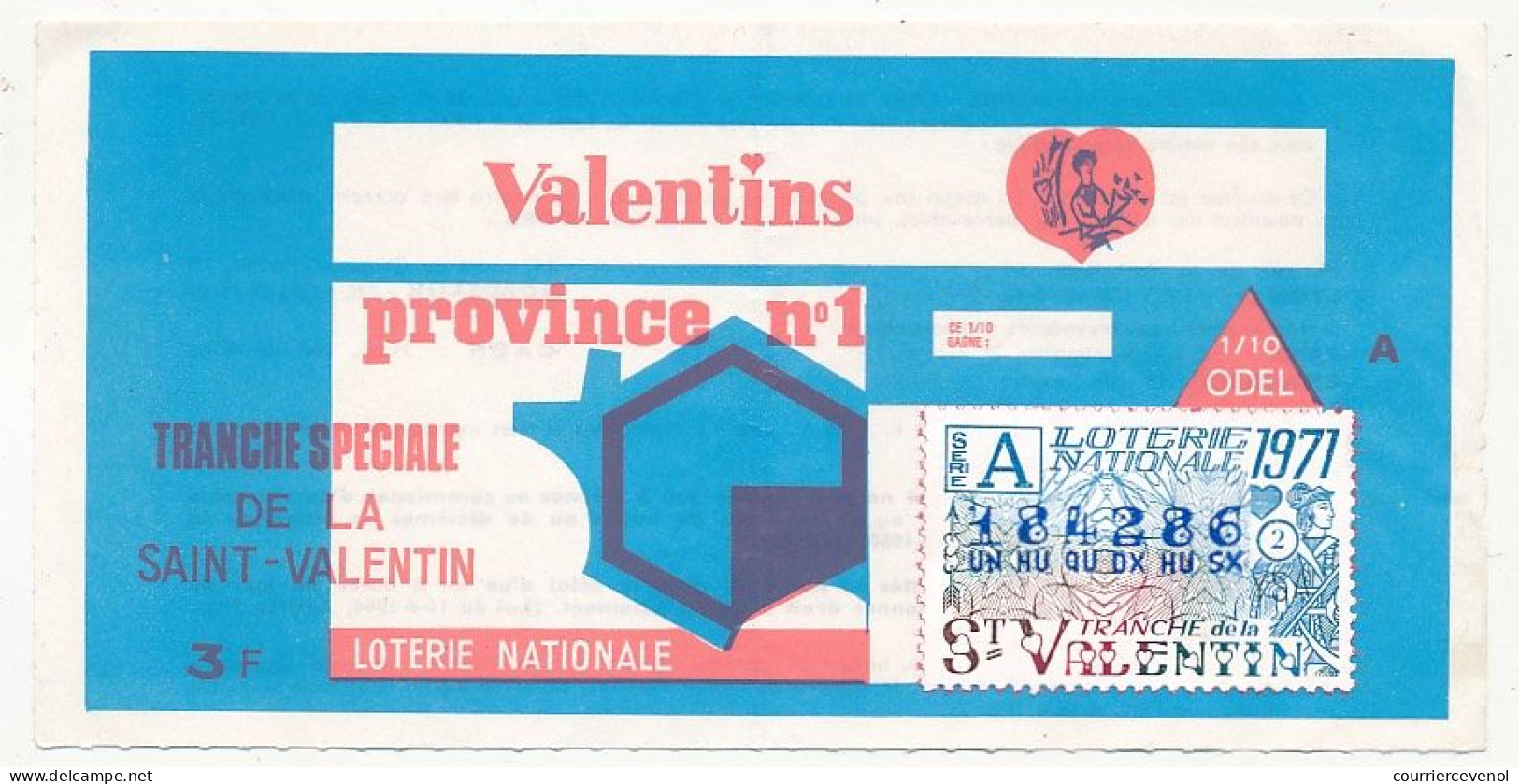 FRANCE - Loterie Nationale - Tranche Spéciale Saint Valentin - Valentines - ODEL - 1/10ème 1971 - Série A - Billets De Loterie