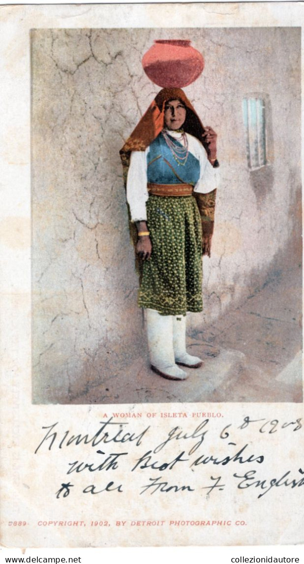 A WOMAN OF ISLETA PUEBLO - CARTOLINA FP SPEDITA NEL 1903 - America