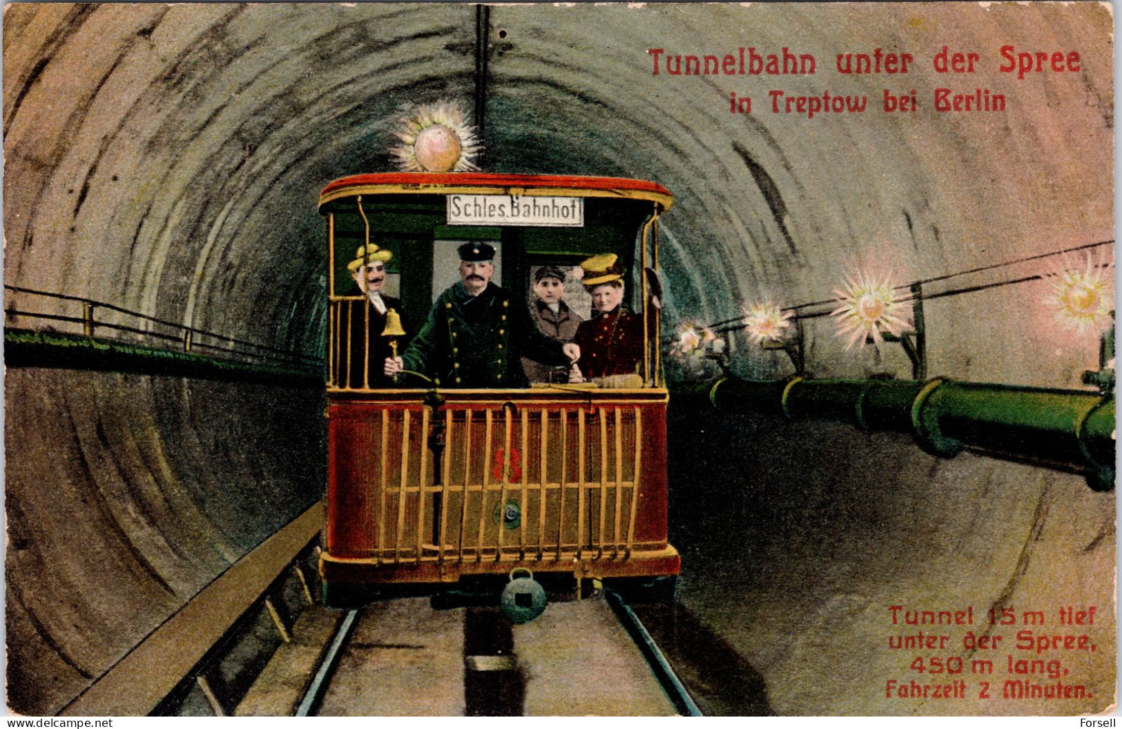 Tunnelbahn Unter Der Spree In Treptow Bei Berlin , (Stempel: Berlin SW 1909) - Treptow