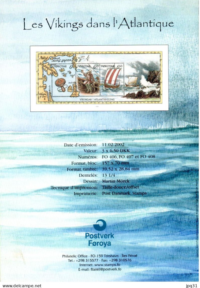 Dépliant émission Les Vikings Dans L'Atlantique - Postverk Foroya 2002 - Färöer Inseln