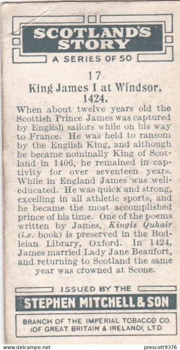 17 King James I At Windsor - Scotlands Story 1936 - Mitchell's Cigarette Card - Phillips / BDV