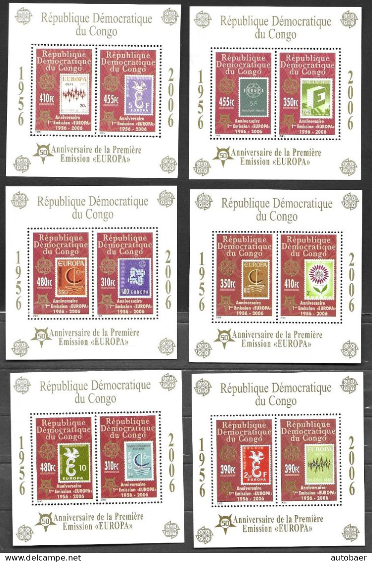 Congo Rep. Kongo Kinshasa 2005 2006 50 Years Europa Cept Stamps Mi.no. Bl. 249-54A (1831-42) MNH** Postfrisch Neuf - Ongebruikt