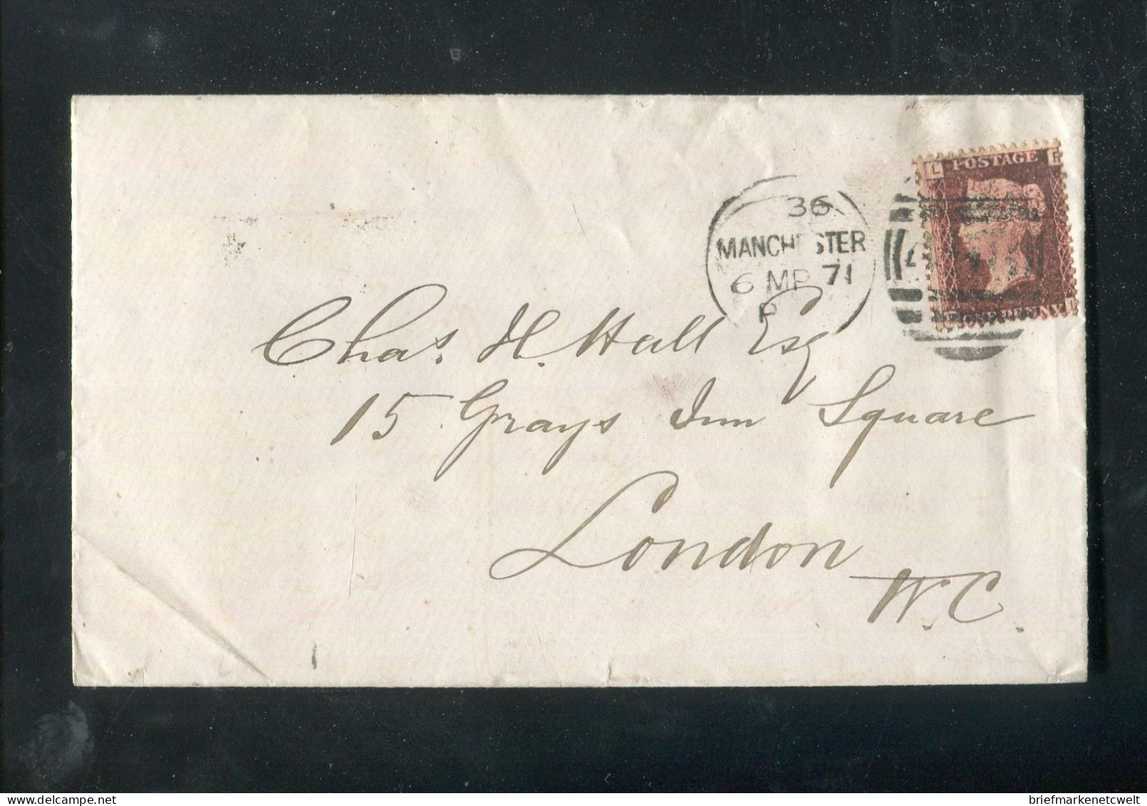 "GROSSBRITANIEN" 1871, "One Penny" (Platte 113) Auf Brief Stempel "MABCHESTER" (7309) - Briefe U. Dokumente