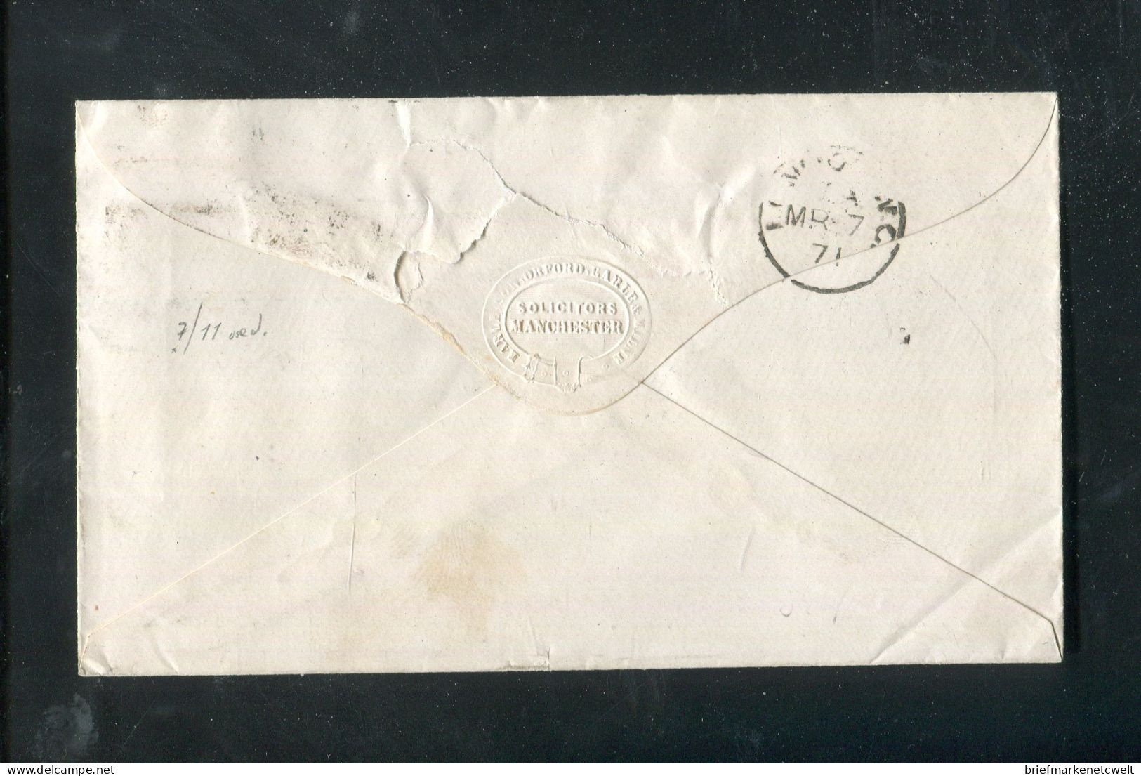 "GROSSBRITANIEN" 1871, "One Penny" (Platte 113) Auf Brief Stempel "MABCHESTER" (7309) - Lettres & Documents