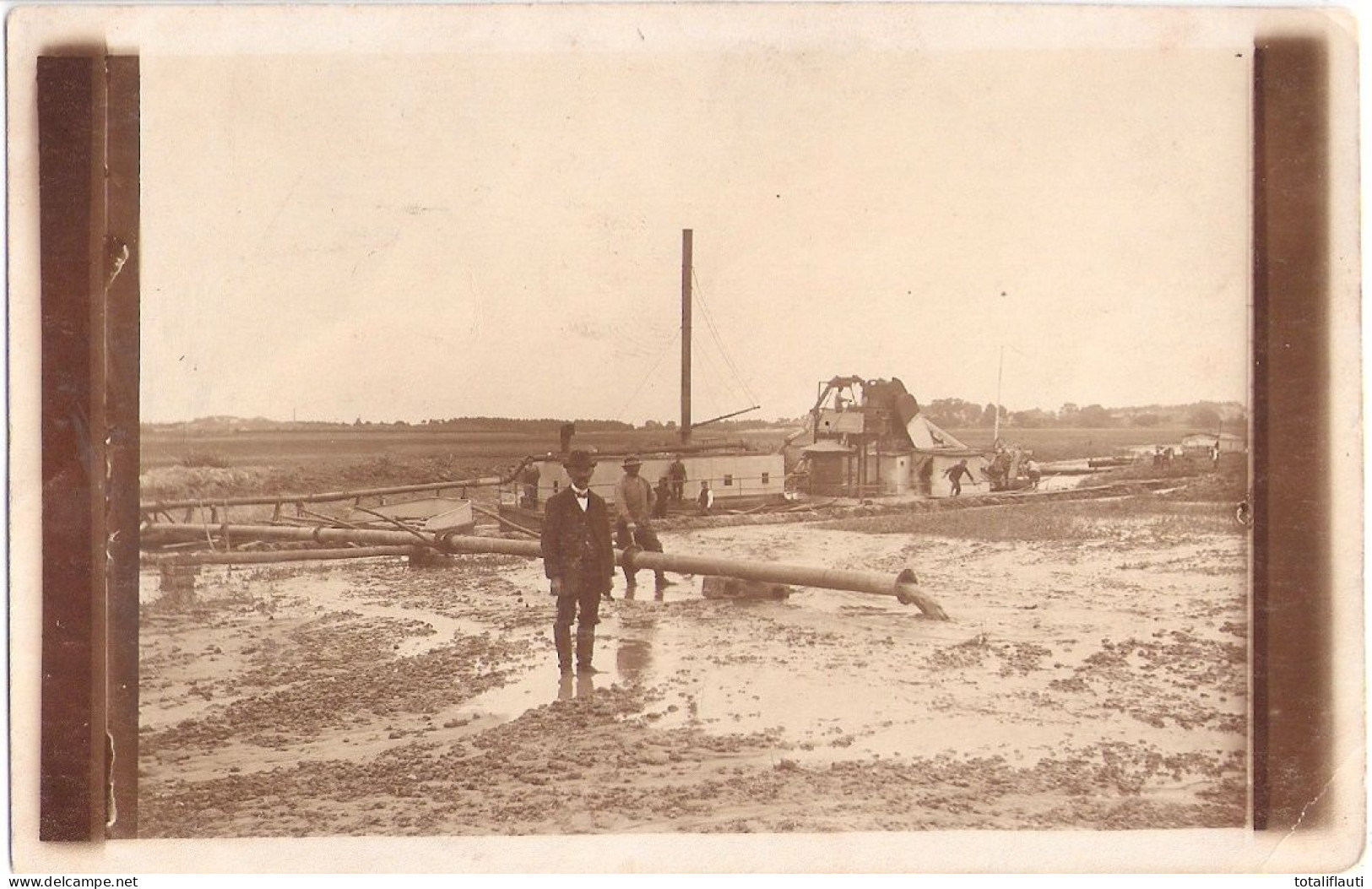 LENZEN Elbe Bagger Im Hafen Baurat In Stiefeln Vatermörder + Fliege überwacht 1915 - Lenzen