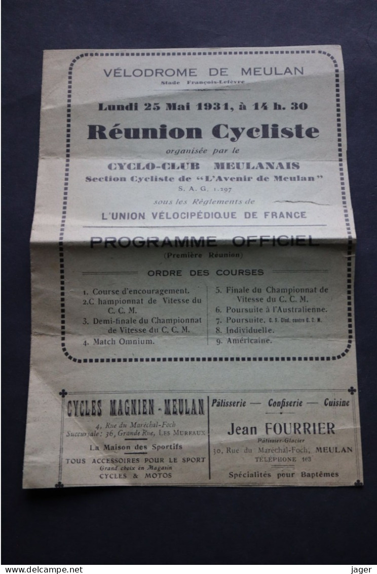 Lot De Papiers Cartes Programme Cyclisme Certificat Vers 1930   Lot 3 - Cyclisme