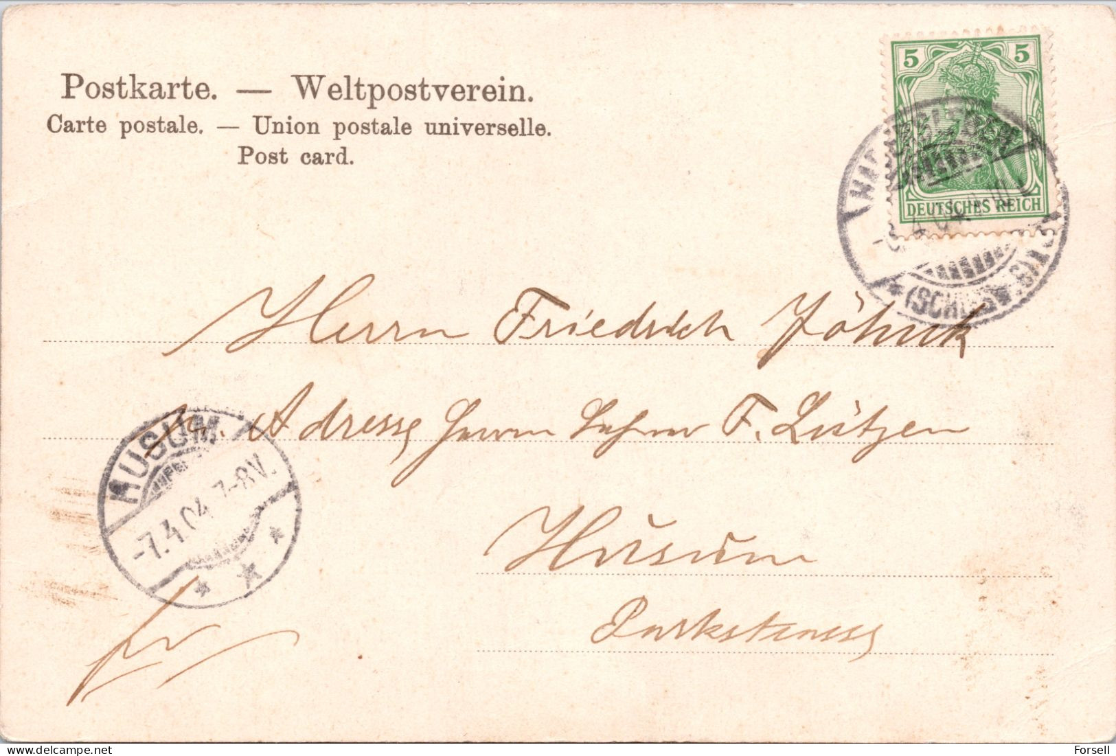 Alt-Hadersleben  (Stempel: Hadersleben 1904, Nordschleswig ) - Danemark