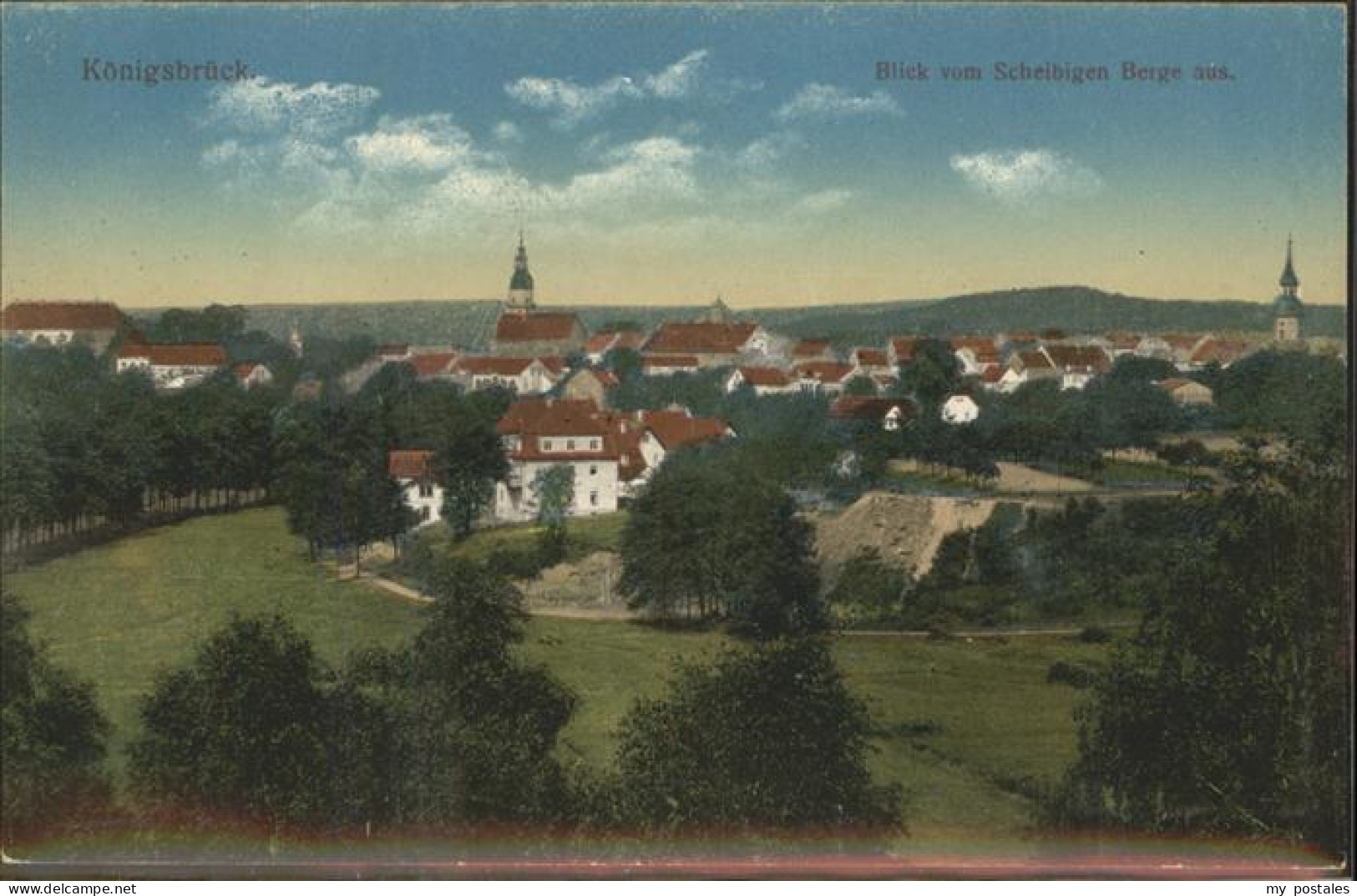 41302163 Koenigsbrueck Blick Vom Scheibinger Berg Kirche Koenigsbrueck - Koenigsbrueck