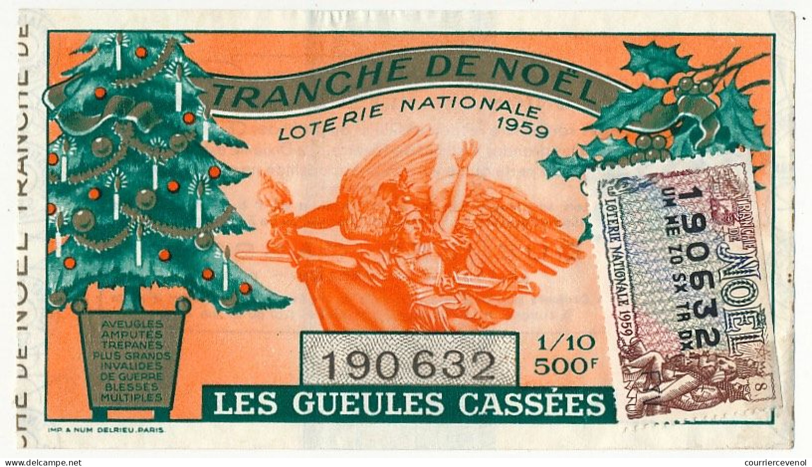 FRANCE - Loterie Nationale - Tranche De Noël - Les Gueules Cassées - 1/10ème 1959 - Lottery Tickets