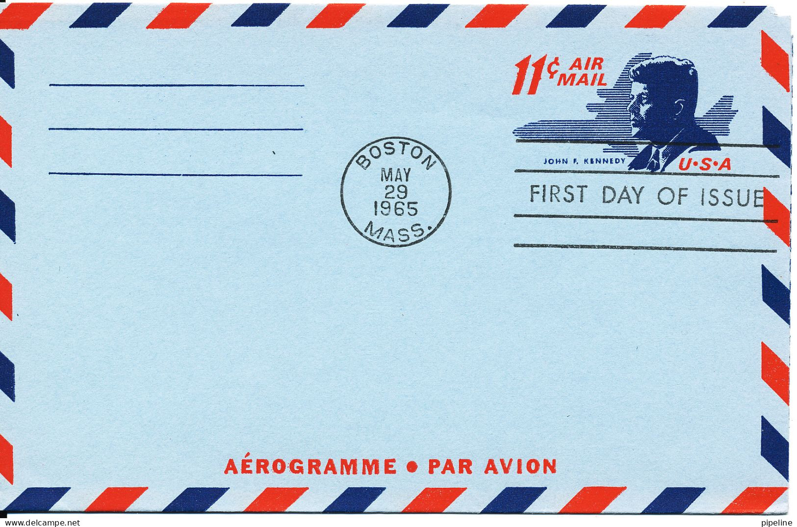 USA FDC Aerogramme 11 C John F. Kennedy Boston 29-5-1965 - 1961-1970