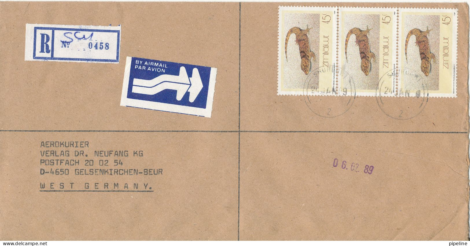 Zimbabwe Registered Cover Sent To Germany 24-1-1989 - Zimbabwe (1980-...)