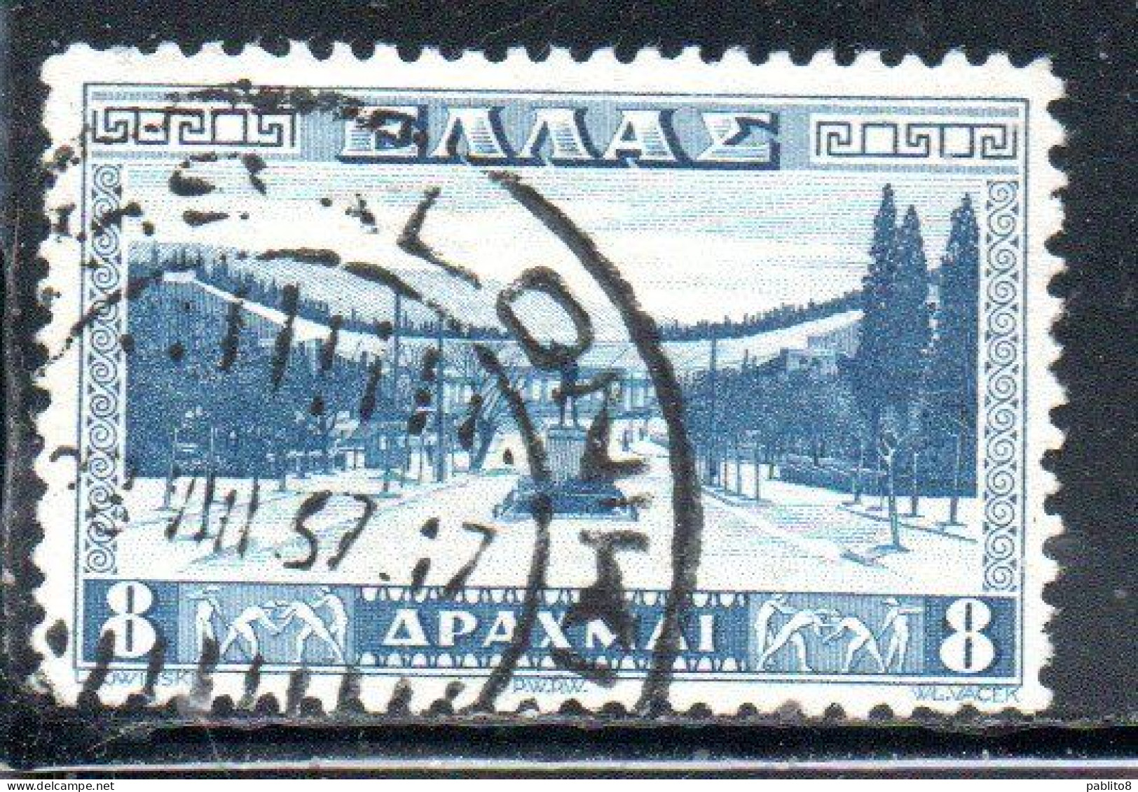 GREECE GRECIA HELLAS 1934 APPROACH TO ATHENS STADIUM 8d USED USATO OBLITERE' - Usados